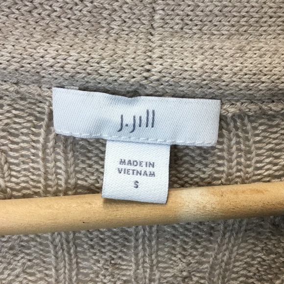 J. Jill Open Front Cable Knit Long Line Cardigan Tan Costal Natural Size S - Picture 4 of 5